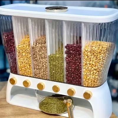 جا حبوبات مستطیل ۶ خانه به همراه پیمانه